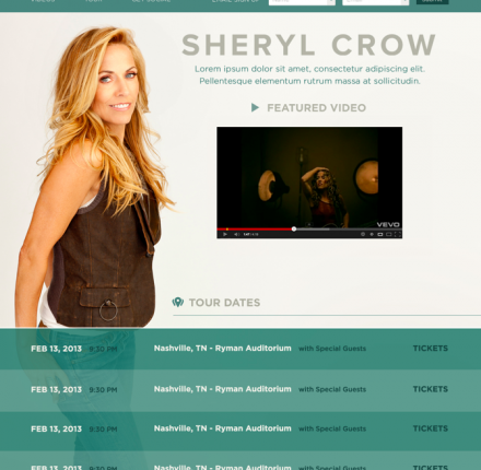 Sheryl Crow Splash Page